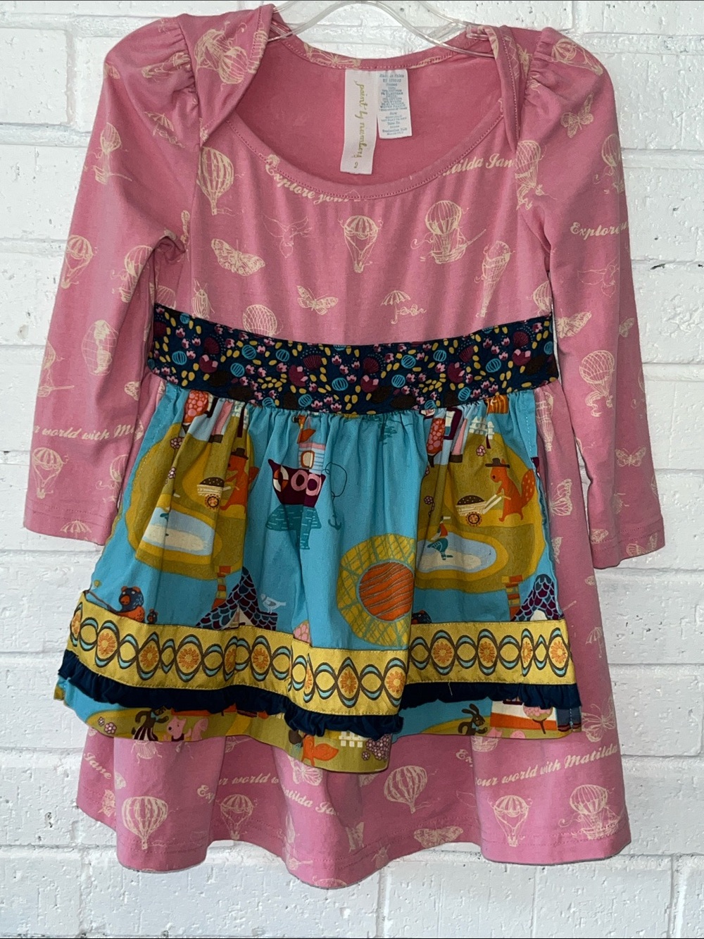 Matilda Jane Paint by Numbers Lily Pad Damsel Long Sleeve Apron Style Dress Sz 6